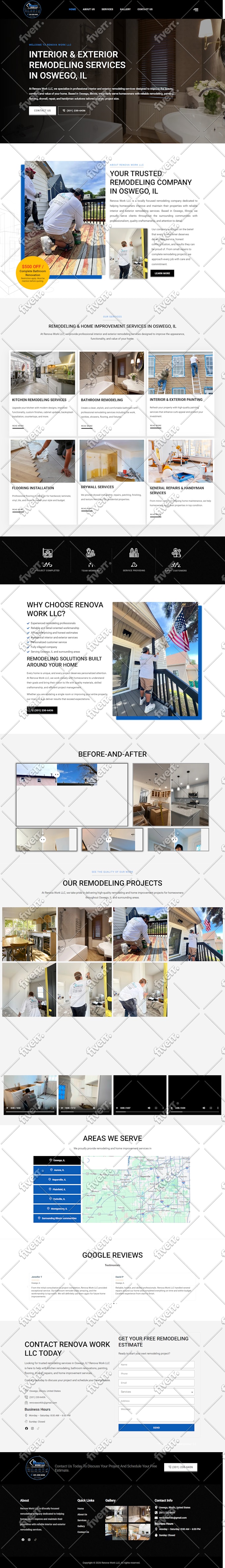 build contractor, construction, roofing, hvac, electrician or plumbing website