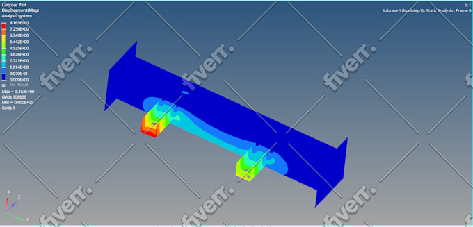 do the fea analysis using hypermesh software and optistruct solver