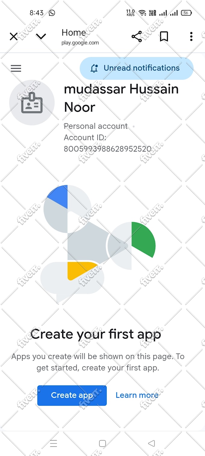 create account for app publish