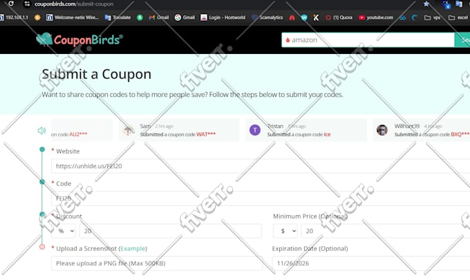 manually submit coupon to 50 popular deal sites coupon code submission