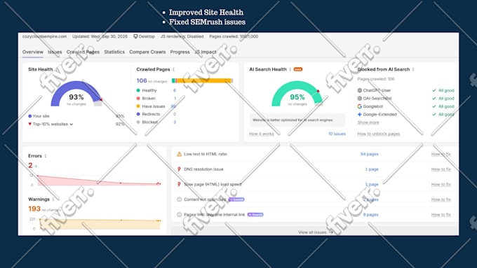 fix semrush errors and site audit issues
