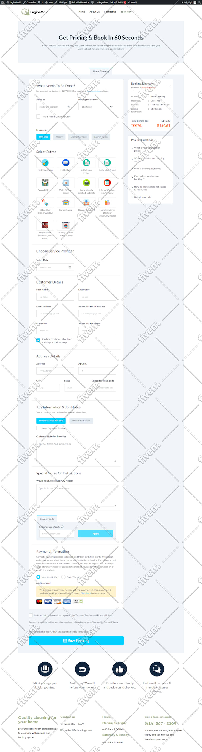 build cleaning service website, house, office cleaning, booking koala website
