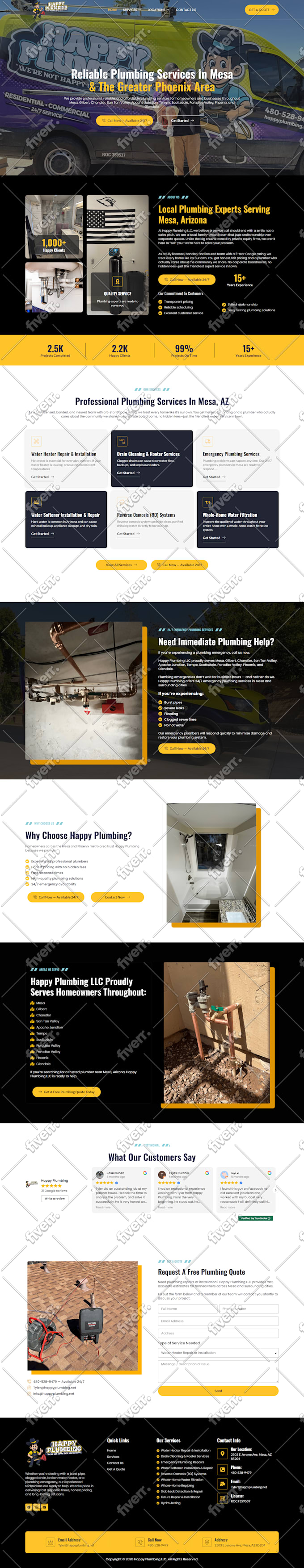 build contractor, construction, roofing, hvac, electrician or plumbing website