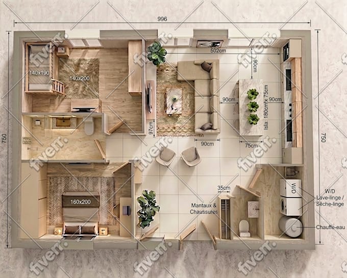 redraw or convert 2d floor to 3d floor plan