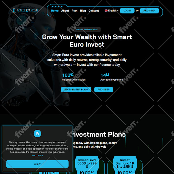 develop investment website or banking website within 24 hours