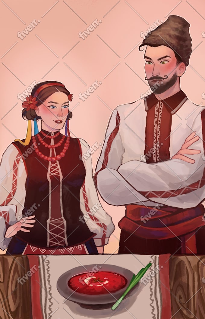 draw a gorgeous couple portrait in my art style