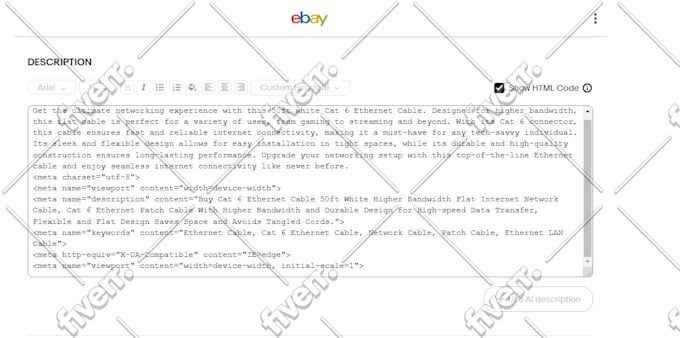 do ebay SEO products listing with html template design
