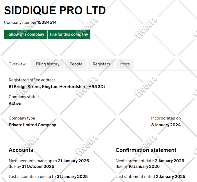 change UK company address from default address to regular address