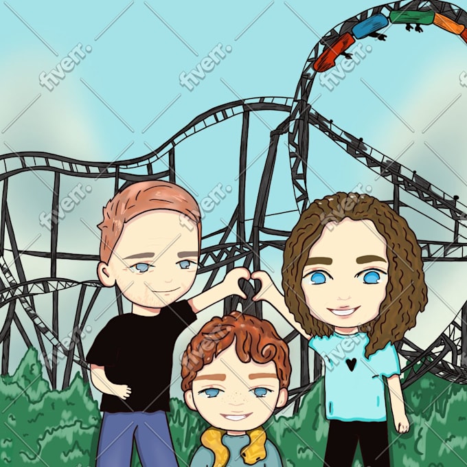draw cartoon couple or family portrait