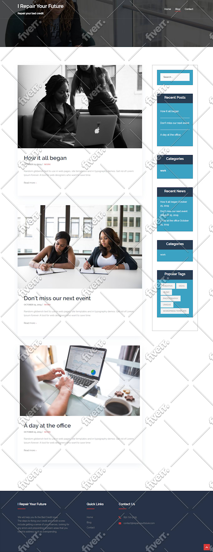 build responsive wordpress website design and blog