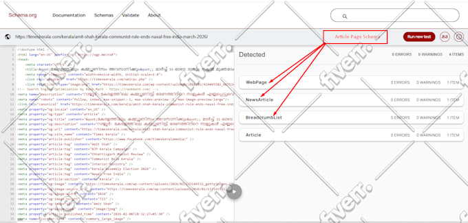 do schema markup for ai, aeo, GEO and SEO, also remove error warnings