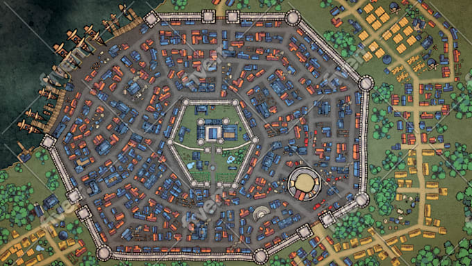 create a dnd fantasy city, town, dungeon, or battle map