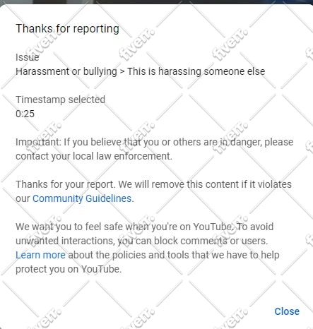 remove youtube video in short time by apply dmca