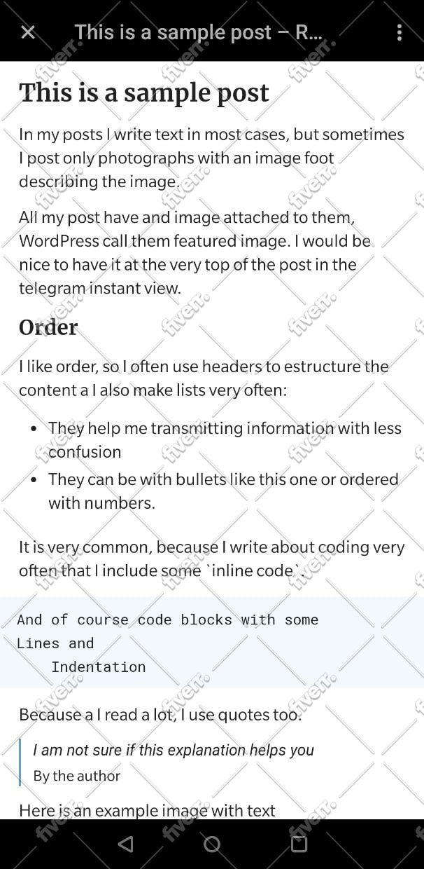 create telegram instant view for your website or blog