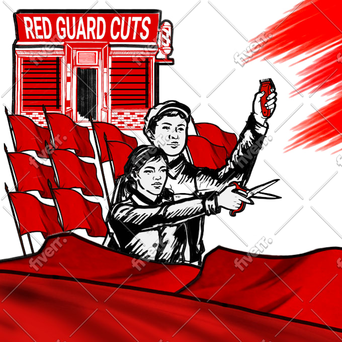 make powerfull illustration in propaganda style
