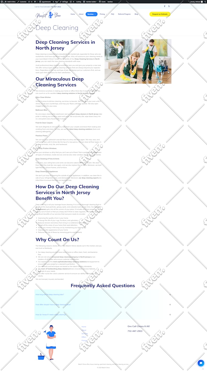 create wordpress cleaner, mover, plumber,electrician website