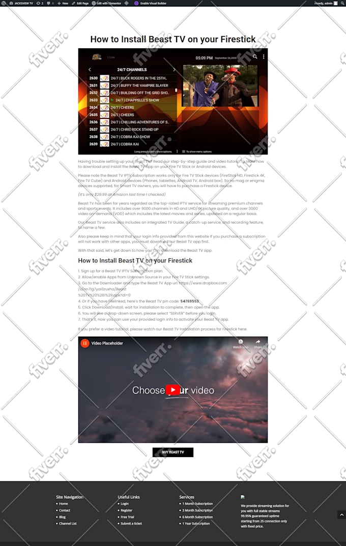 copy clone website and create wordpress website in elementor