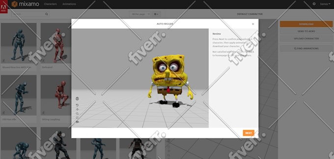 rig a 3d character for mixamo