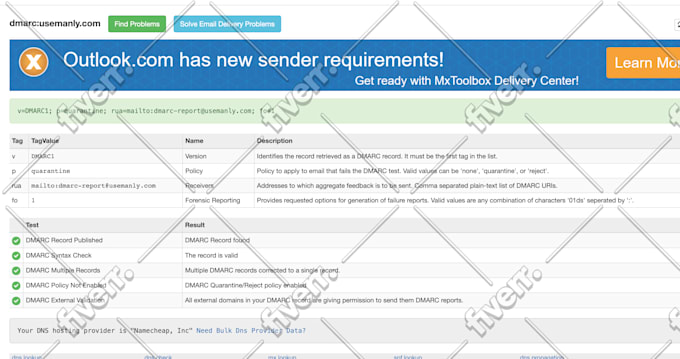 setup or fix spf, dkim, dmarc, cname, mx and dns record