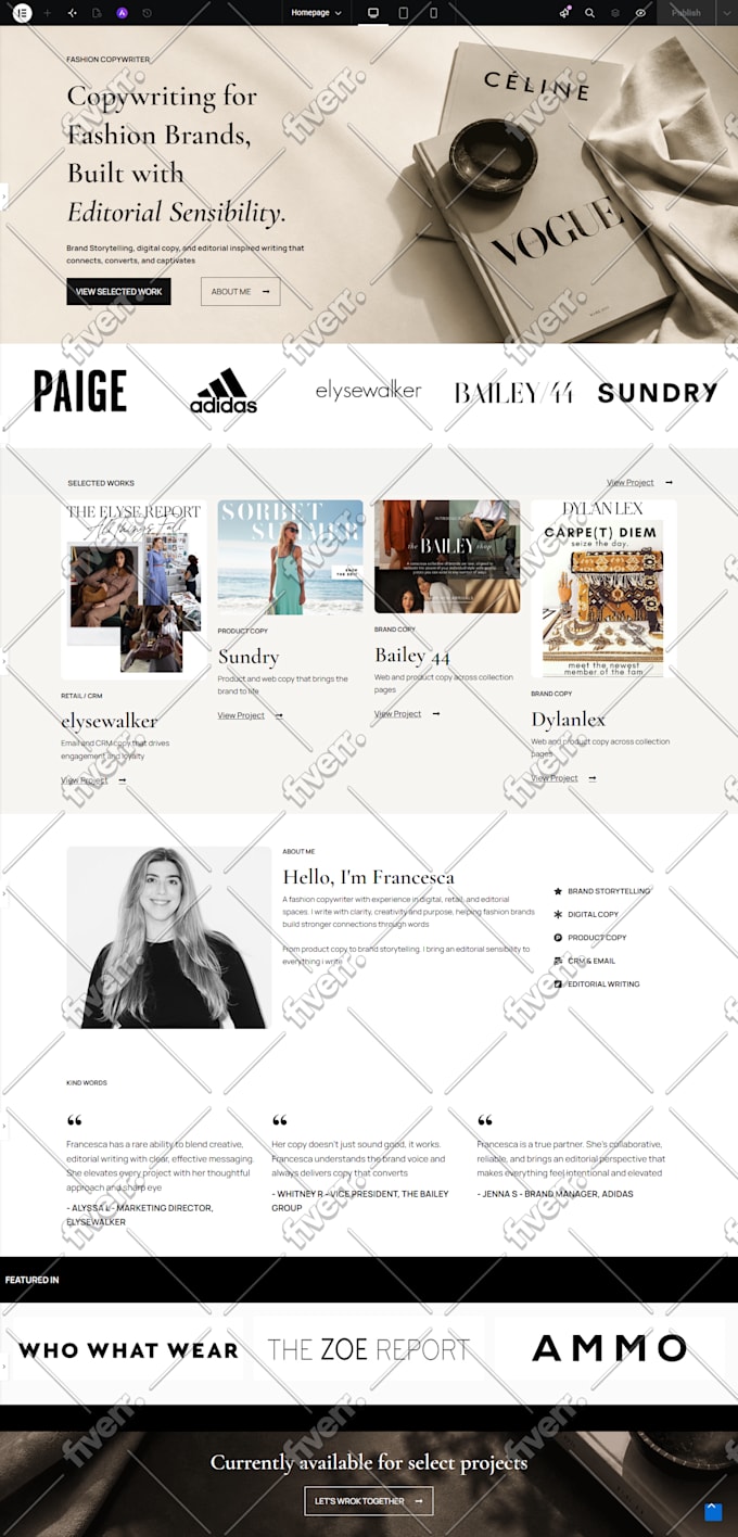 create a personal, portfolio, resume, or business wordpress website