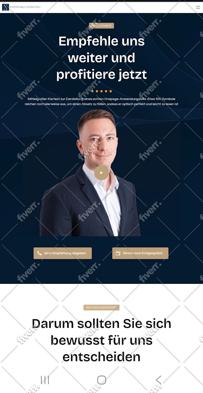 create a professional website with onepage io