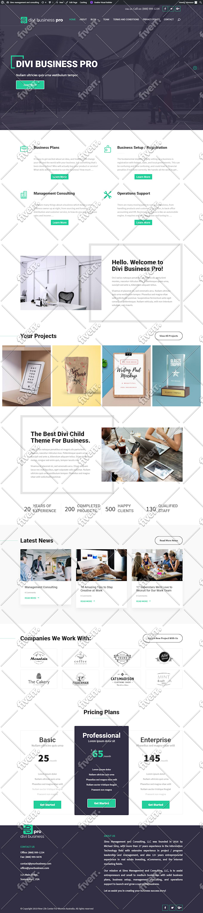set up wordpress and divi theme like demo