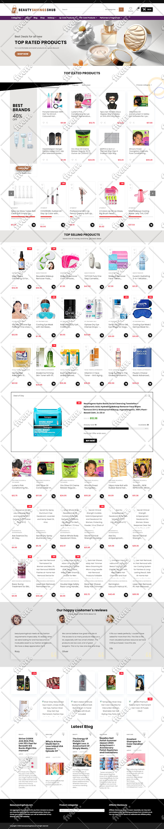 build amazon affiliate autopilot website with 12k top rated products