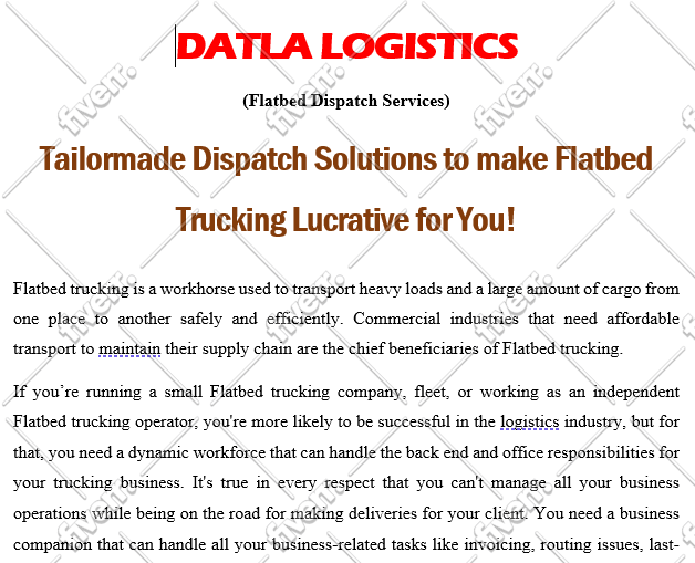 write content for your trucking and logistics website