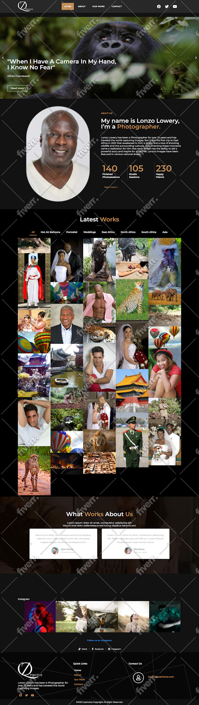 design a photography or modeling website