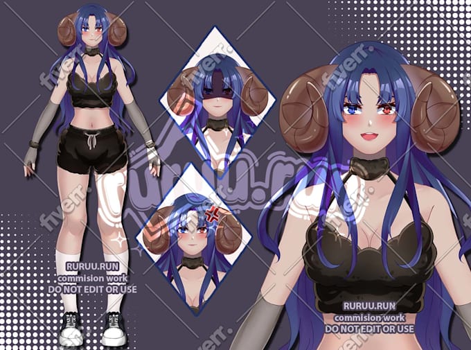 make anime live2d model character art for vtuber