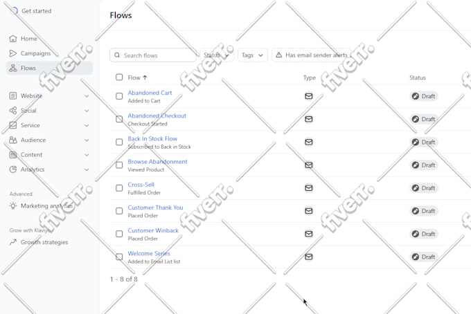setup klaviyo email marketing flows for shopify store