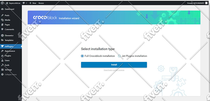 install elementor pro, astra pro, rankmath pro, crocoblock, wpml