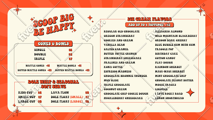 design restaurant, café, fast food, ice cream, trifold, dessert, takeaway menu