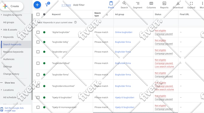 create your google ads search campaigns, complete setup