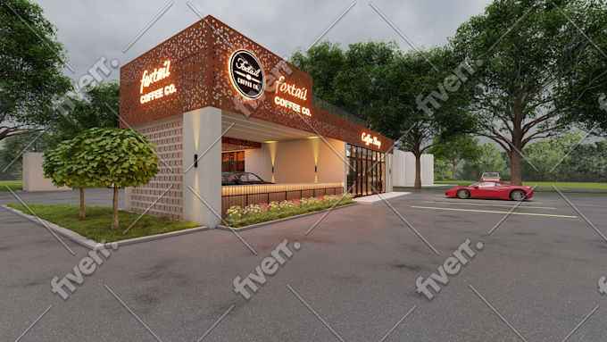 design, 3d render, house exterior, commercial building, architectural rendering,