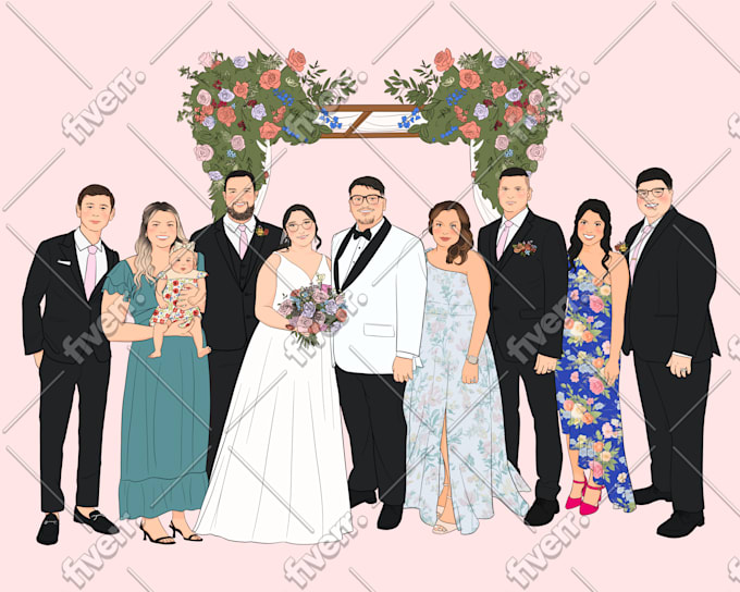draw you simple portrait, couple or family portrait in my style