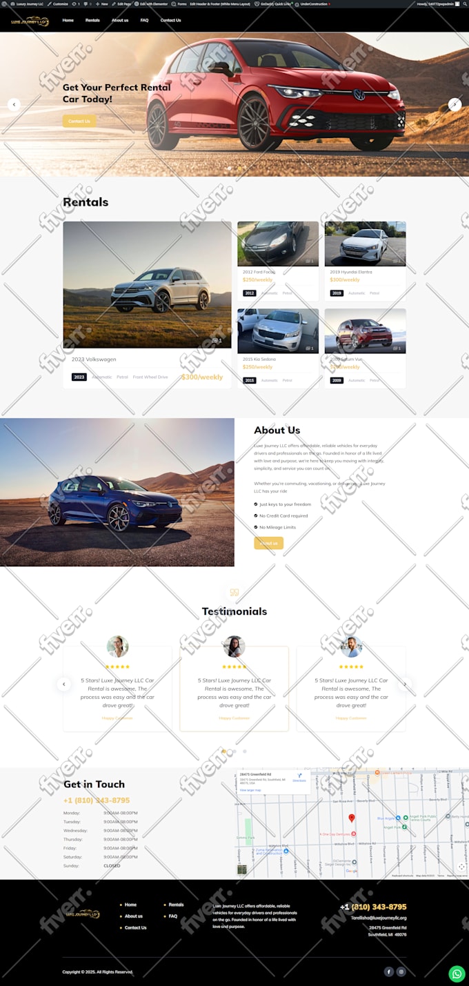 create a responsive car rental website
