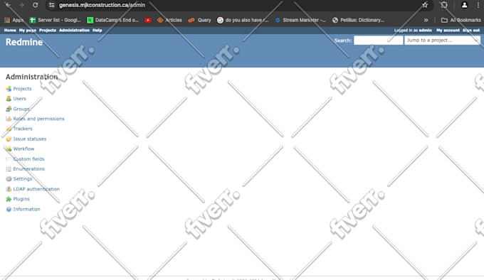 provide project management system, redmine, git