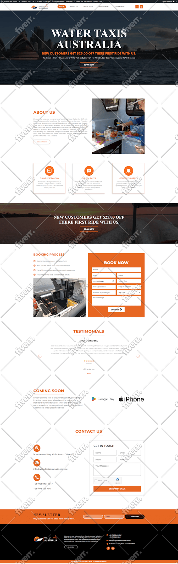 create bvi or usvi water taxi website