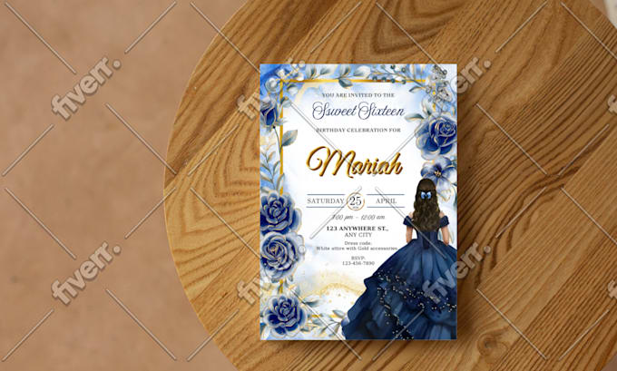 design custom digital invitations for quinceanera, sweet 16, birthday, weddings