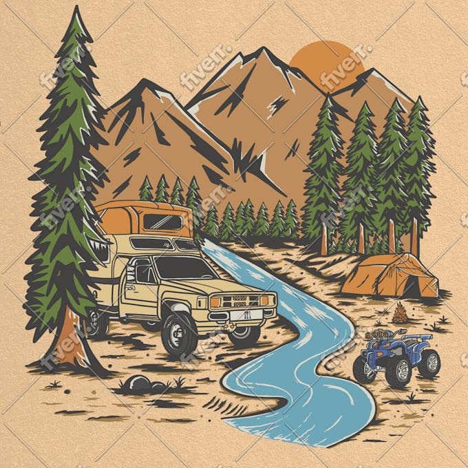draw vintage outdoor for tshirt design