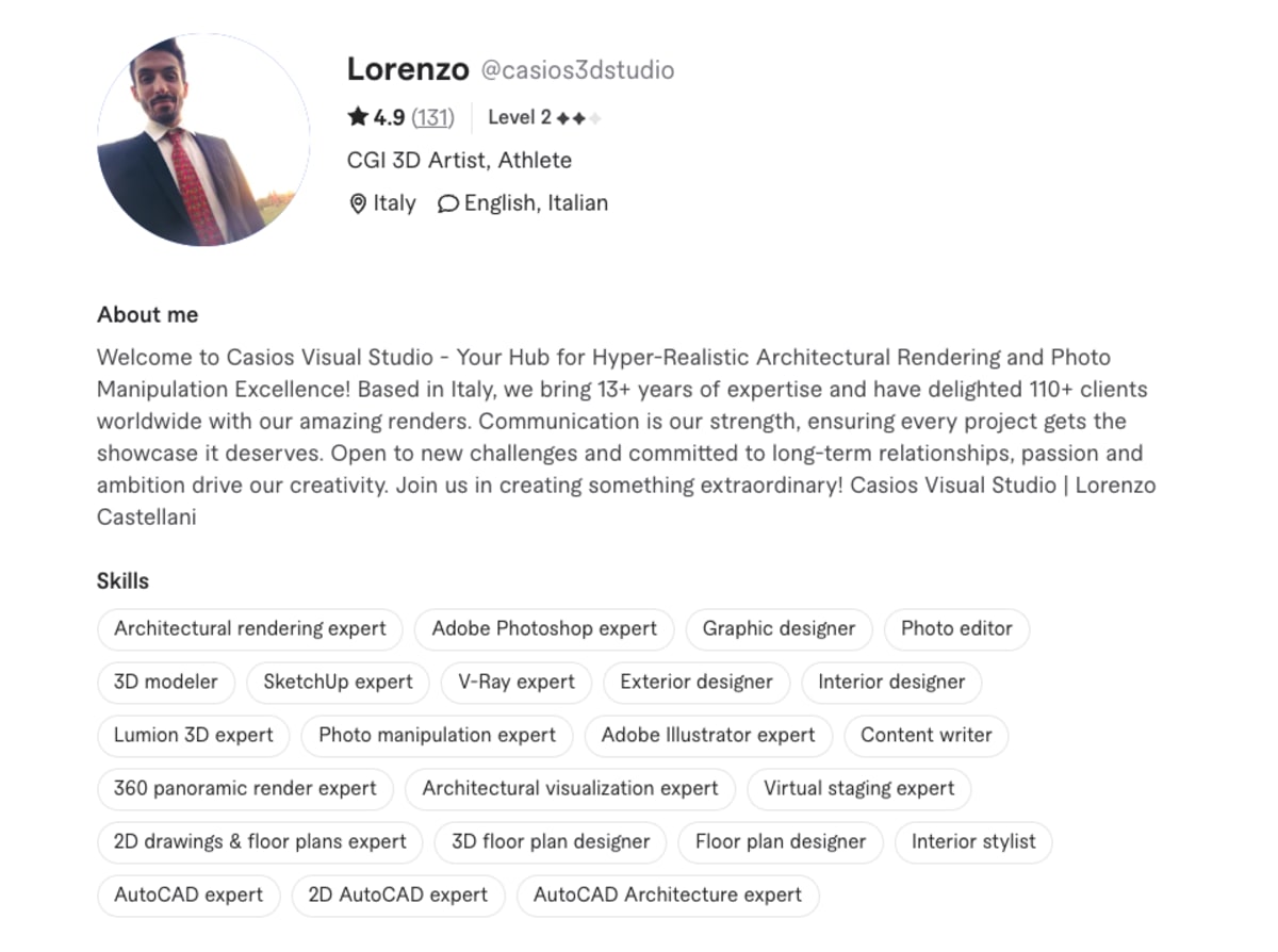Lorenzo Fiverr seller profile