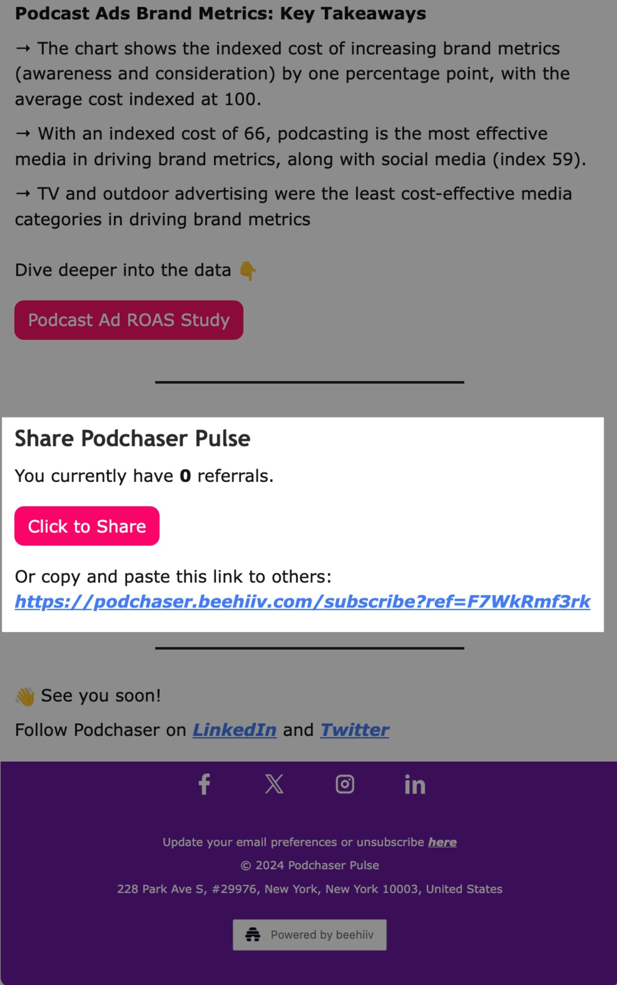 Beehiive referral screenshot
