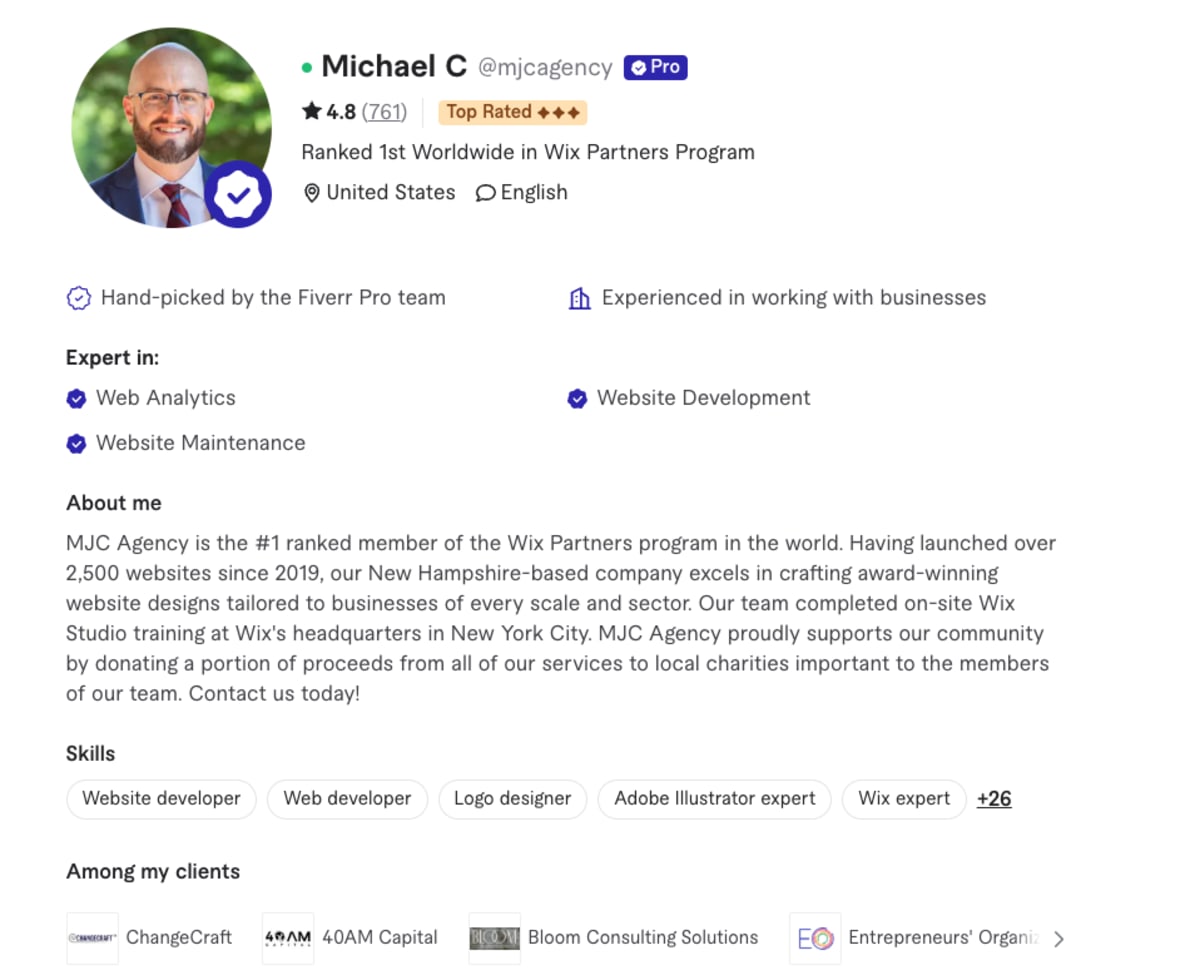 Michael C. Fiverr Seller profile