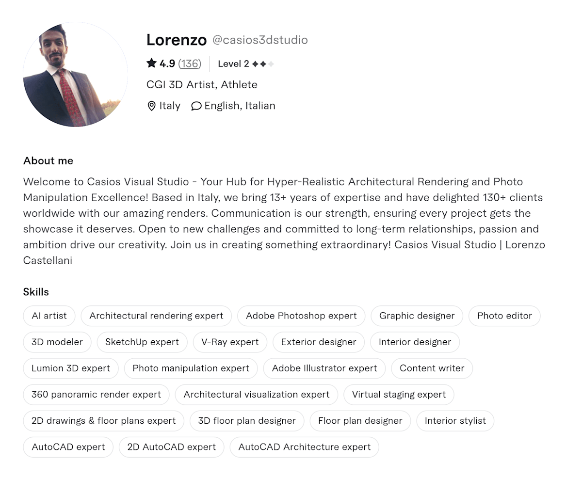 Lorenzo Fiverr profile