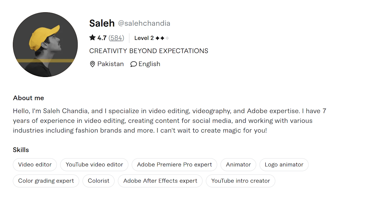 Saleh Fiverr profile