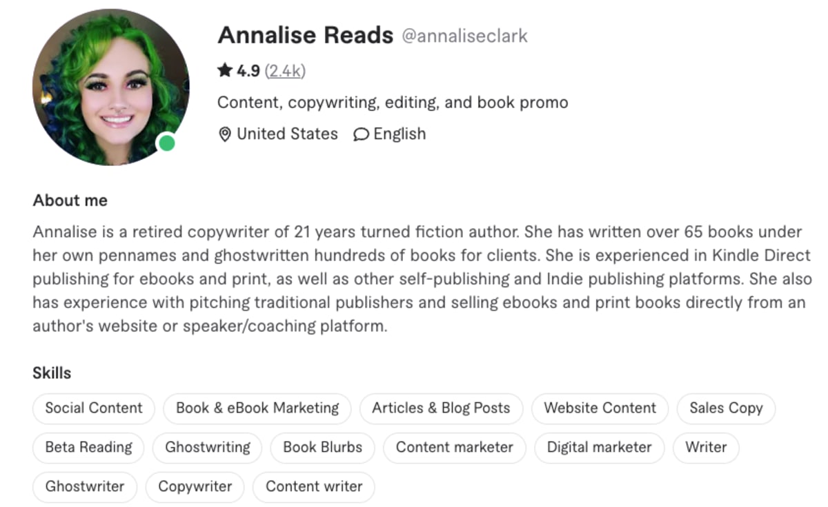 Fiverr Seller Annalise Reads