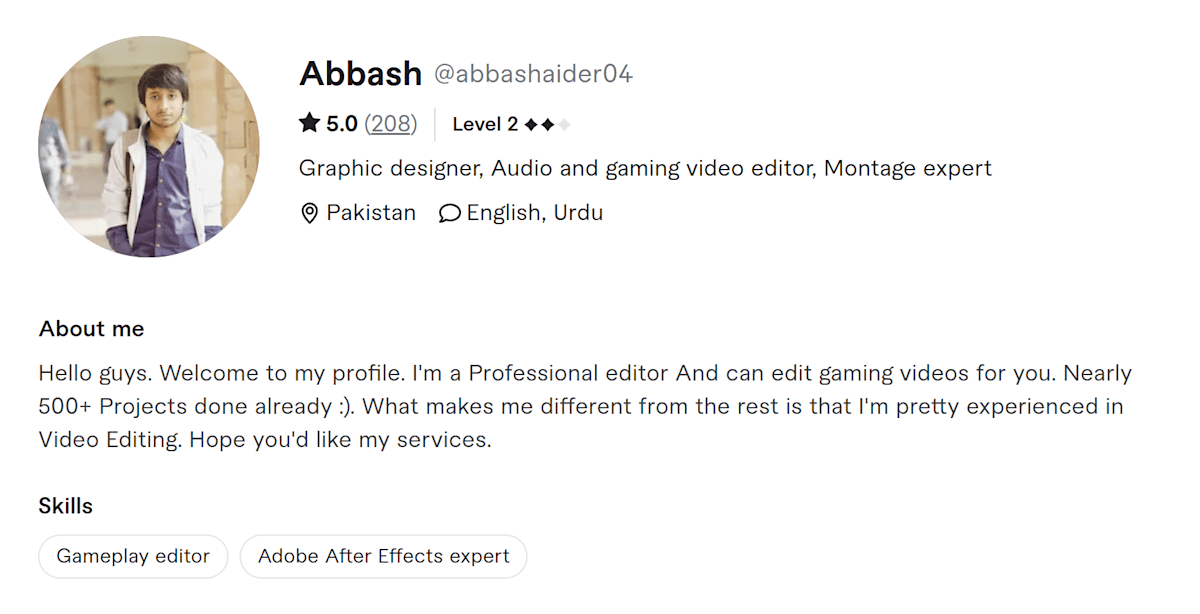 Abbash Fiverr profile