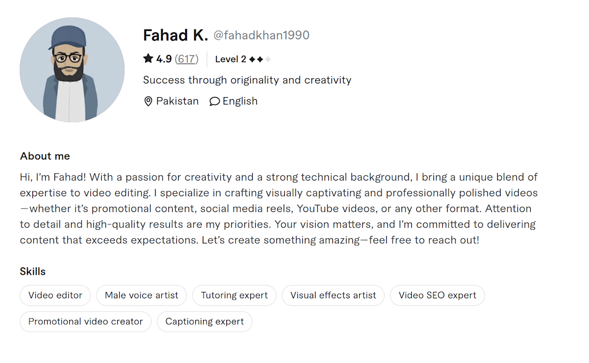 Fahad K Fiverr profile