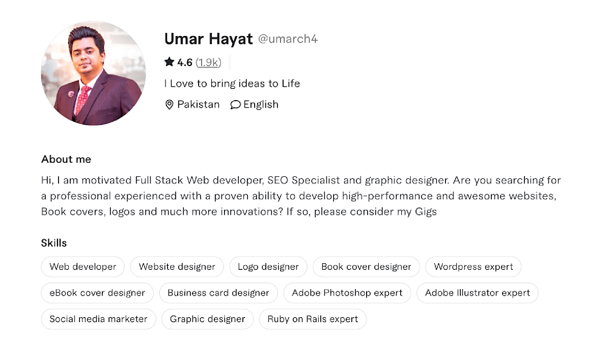 Umar Hayat Fiverr seller profile